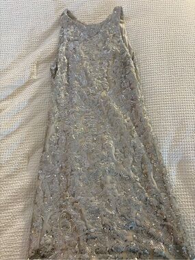 Cache Silver Sequin Cocktail Dress
